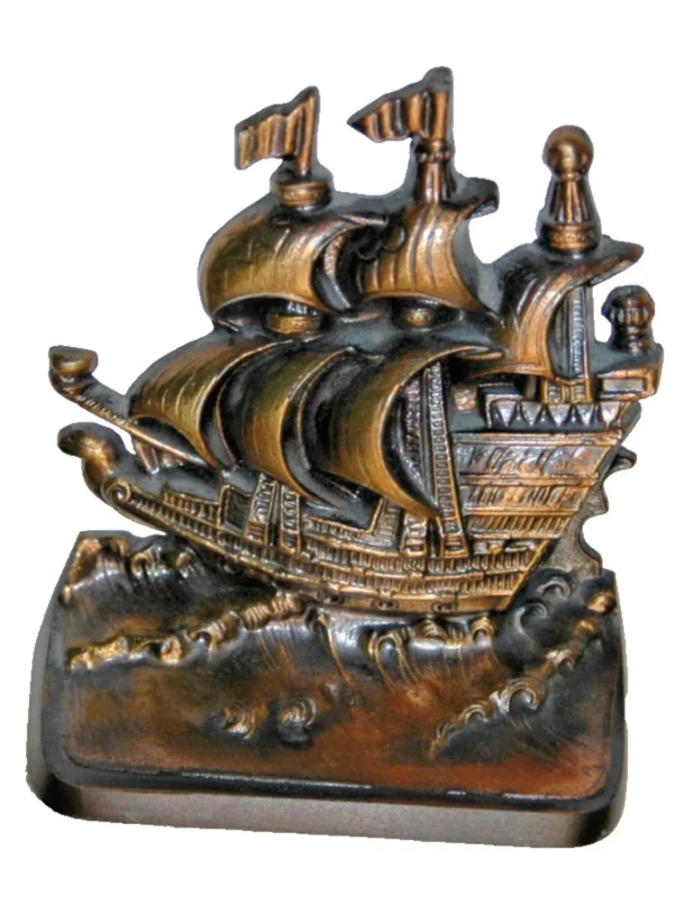 Vintage Sail Ship Boat Bookend Philadelphia MFG Co Heavy Brass